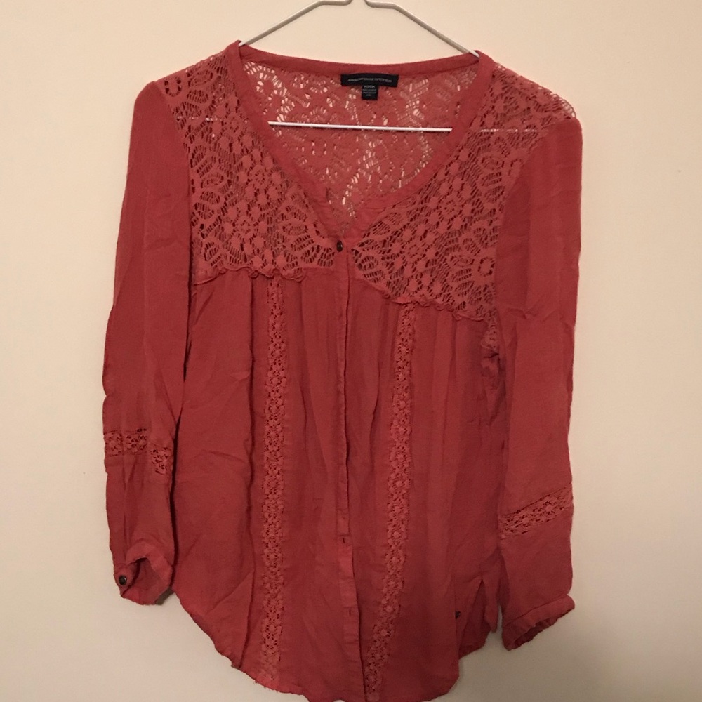 American Eagle Peasant Top - Rose
